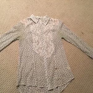 Free People Button Up Long Sleeve Sheer Shirt
